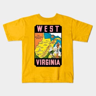 West Virginia 1960s Travel Window Decal Kids T-Shirt